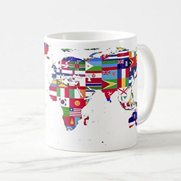 世界各国の国旗で作った地図のマグカップ：フォトマグ（世界の地図シリーズ） (A：世界)