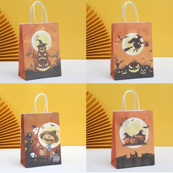 12 PCS ハロウィン バッグ ハロウィン キャンディ クッキー バッグ おもしろ パーティー 紙...