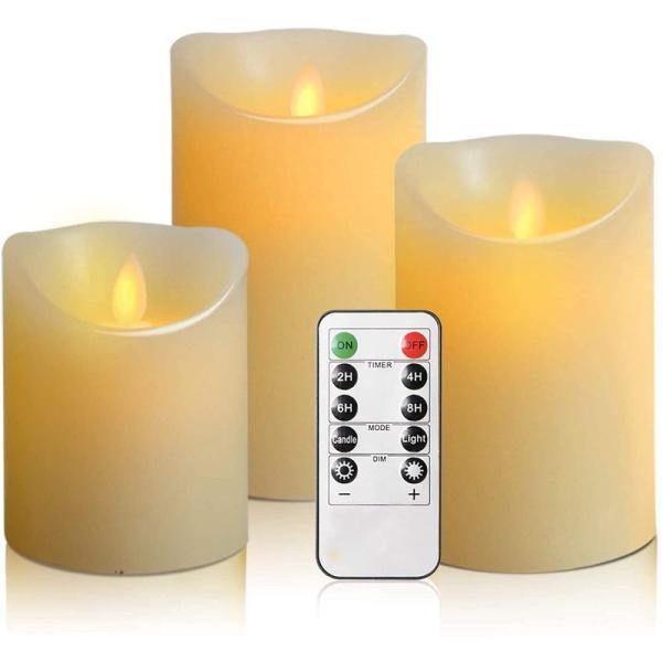 AnnTec LEDキャンドルライト ロウソク 本物の炎のようにゆらめく3点セット 暖色光 火を使わ...