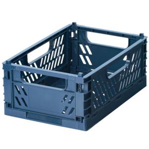 スタッキング できる 折りたたみ ミニ コンテナ ボックス (350ml缶×6 入る) ネイビー 171840