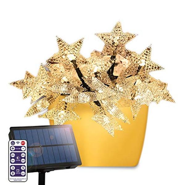 電光ホーム ソーラー LED イルミネーション ストレート 星 ライト 8パターン 点灯/リモコン付...