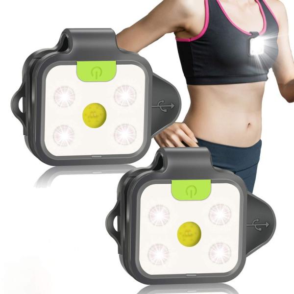 ランニングライト 2個パック 反射安全ライト ランナー用 充電式LEDライト クリップ式ランニングラ...