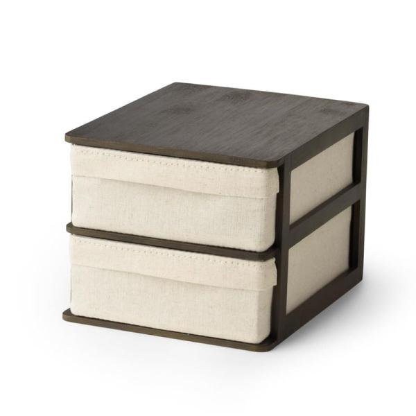 GUDEE グディ キャビネット 卓上 収納ボックス 小物入れ 引き出し 2段 竹 布製 Gudee...