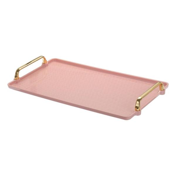 PATIKIL 金ハンドル付きプラスチック製サービングトレイ 41 x 22 x 1.5cm モダン...