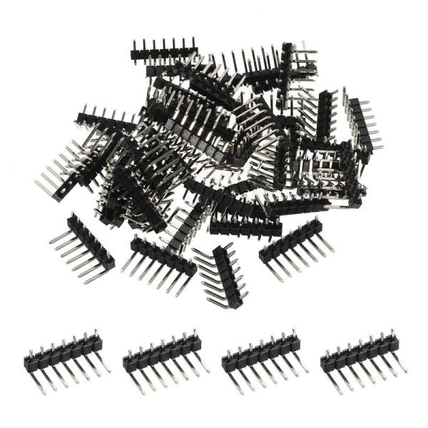 PATIKIL ライトアングルピンヘッダー DIP 1列 7ピン 2.54mmピッチ 金メッキ PC...