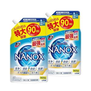 トップ ナノックス (NANOX) トップ スーパーナノックス 蛍光剤・シリコーン無添加 高濃度 洗濯洗剤 液体 詰め替え 特大900g ×｜nature-stores
