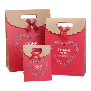 Happiest Thank you ギフトバッグ（大・中・小3サイズ×2セット）かわいい リボン 紙袋 プレゼント ラッピング 手提げ ト｜nature-yshop