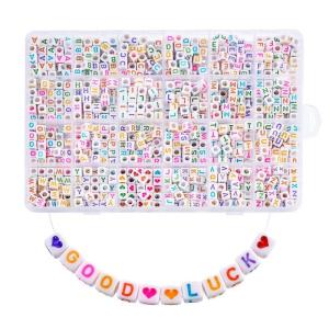 ビーズ セット シードビーズ ローマ字 アルファベット 1200粒 6mm 透明な糸 収納ケース 付き 手作り DIY 手芸 キット クラフ
