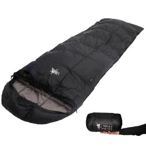 whiteseek 寝袋 シュラフ 羽毛 ダウン 封筒型 軽量 極小 コンパクト 手のひらサイズ (1200 ブラック)