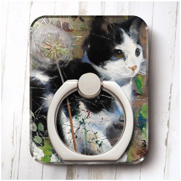 スマホリング ブルーノ リリエフォッシュ 花壇の上の猫 GalaxyA30 SCV43 iPadAi...