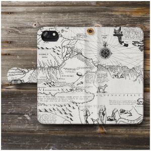 スマホケース 手帳型 アメリカの古い航海地図 大航海時代 全機種対応 ケース 人気 絵画 目立つ スマホカバー iPhone8 iPhone12mini｜naturemate-online