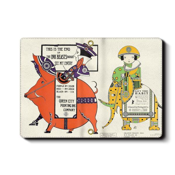 パスポートケース インク会社の広告ポスター8 カード入れ 名画 絵画 おしゃれ レトロ