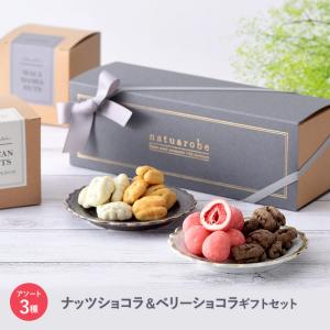 チョコ イチゴチョコ いちごチョコ 苺 マカダミアナッツ ナッツ スイーツ 内祝い 出産祝い ナッツショコラ＆ベリーショコラ 3種詰め合わせ ギフトセット｜naturobe