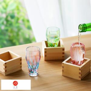 日本酒好きのための 津軽びいどろ 枡酒杯 風の香 グラス こぼれ酒 セット 2点セット  日本酒 グラス｜naturobe