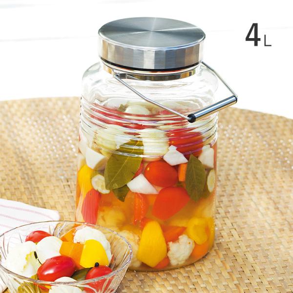 保存瓶 日本製 蓋付 おしゃれ ガラス 保存容器 密閉 ADERIA アデリア MCコンテナー 4L