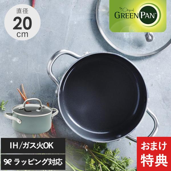 両手鍋 万能鍋 IH対応 ガス対応 おしゃれ 北欧 安全 焦げ付きにくい GreenPan グリーン...