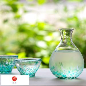 津軽びいどろ 水芭蕉 徳利 おちょこ 3点セット とっくり