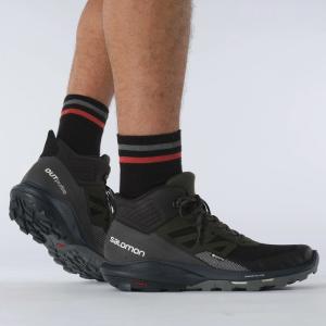 サロモン OUTPULSE MID GORE-TEX(アウトパルス ミッド ゴアテックス) 27.5cm BLACK/EBONY/VANILLA ICE｜naturum-fashion