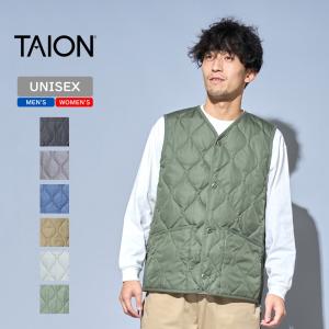 ベスト (メンズ) TAION ミリタリー Vネックボタン ダウンベスト スリットファスナー L OLIVEの商品画像