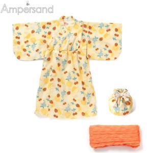 パンツ Ampersand Kid’s フルーツ柄浴衣かぶり 巾着付き キッズ 120 イエロー｜naturum-fashion