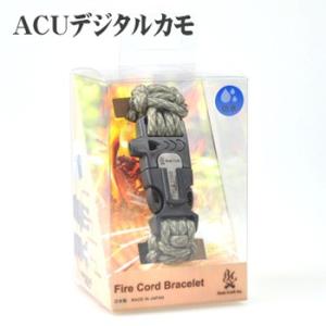 ブッシュクラフト ファイヤーコードブレスレット パラコード/メタルマッチ/火打石/ホイッスル付き S 手首約18cm ACUデジタルカモ｜naturum-od