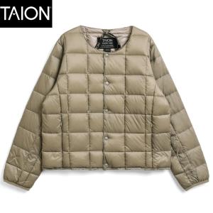 アウトドアウェア TAION Kid’s クルーネックボタン インナーダウンジャケット キッズ 140cm KHAKI