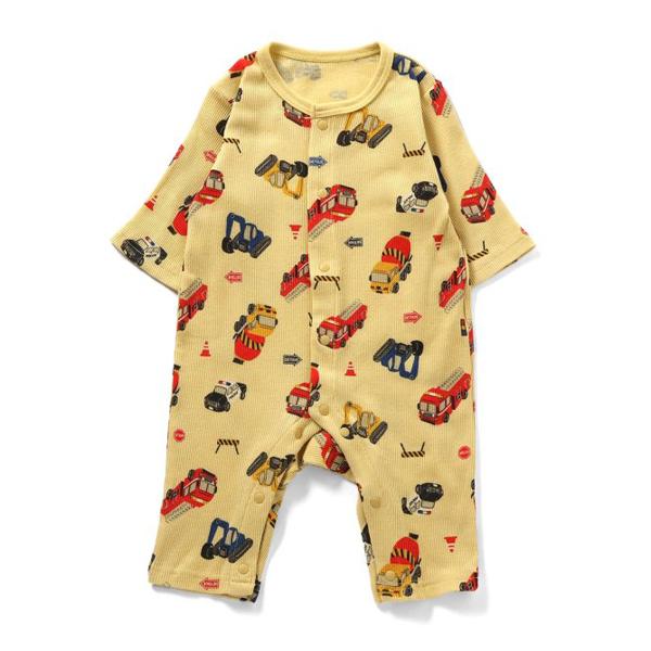 ベビーロンパース Ampersand クルマ柄カバーオール 80 イエロー