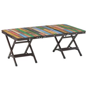 アウトドアテーブル ロゴス Old Wooden 丸洗いカートテーブルセット2｜naturum-outdoor