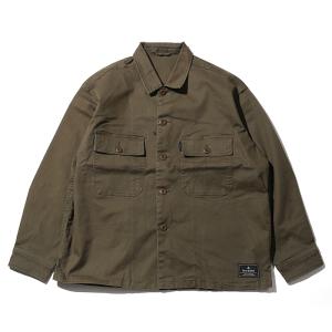 アウトドアシャツ DUCKNOT 21秋冬 焚き火 シャツジャケット ツイル M オリーブドラブ