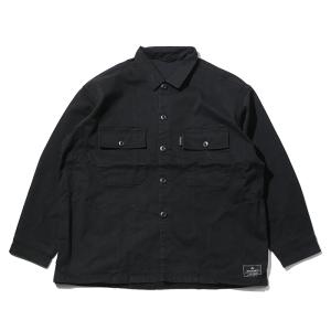 アウトドアシャツ DUCKNOT 焚き火 シャツジャケット ツイル L ブラック
