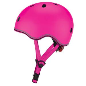 プロテクション GLOBBER LEDライト付きヘルメット 自転車 キックボード 45-51 ディープピンク