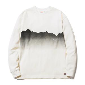 アウトドアシャツ ナンガ 22秋冬 エコ ハイブリッド リッジ ライン プリント ロングスリーブ ティー L WHT