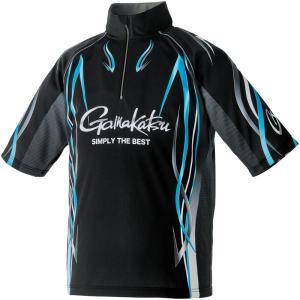 フィッシングウェア がまかつ 予約:4月発売予定 GM3735 2WAYプリントジップシャツ (半袖) M ブラック×ブルー｜naturum-outdoor