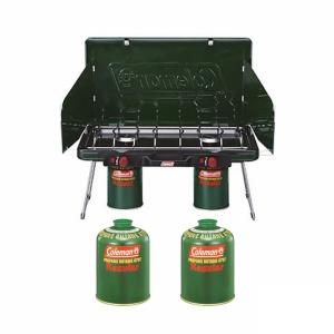 ツーバーナー コールマン(Coleman) パワーハウス LPツーバーナーストーブII+純正LPガス燃料×2 お得な3点セット