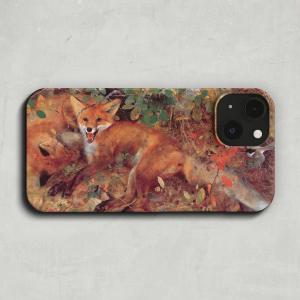 スマホケース / ブルーノ リリエフォッシュ「キツネたち (1885)」 iPhone 全機種対応 15 14 13 12 11 SE Pro Max Plus mini ケース カバー