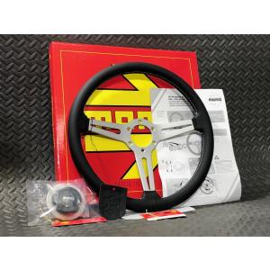 正規品 MOMO ステアリング V6 ブラックレザー 35φ (348mm) アメリカン