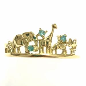 リング 指輪 パライバトルマリン ダイヤモンド 動物 モチーフ k18yg 18金 新品 送料無料