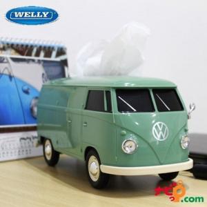 VWバス フォルクスワーゲンバス ティッシュボックス ティッシュケースプラス グリーン 104030｜navi-p-com-online