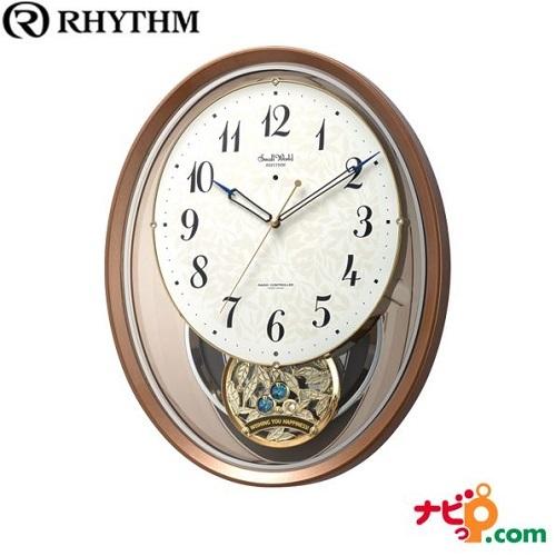 RHYTHM リズム スモールワールドエアルN 4MN555RH06 掛け時計 電波時計 振子時計 ...