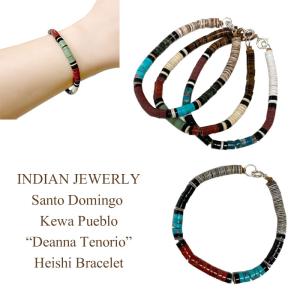 INDIAN JEWELRY SANTO DOMINGO Kewa Peblo "Deanna Tenorio"Multi-Stone Heishi Bracelet｜navie