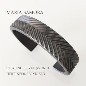 マリア サモラ ヘリンボーン シルバー バングルMARIA SAMORA STERLING SILVER 3/4 INCH HERRINBONE BANGLE/OXDIZED｜navie