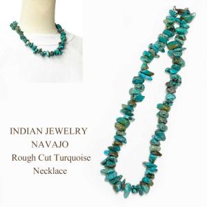 インディアンジュエリー サントドミンゴ族 ラフカット ターコイズ ネックレス INDIAN JEWELRY NAVAJO Rough Cut Turquoise Necklace/49cm×1.5cm幅｜navie