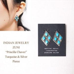 インディアンジュエリー ナバホ族 ターコイズ フープ フック ピアス 