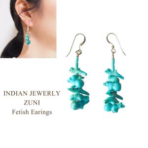 インディアンジュエリー ズニ フェティッシュ シルバー フック ピアス　INDIAN JEWELRY...