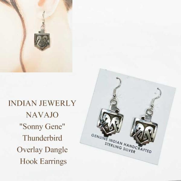 インディアンジュエリー ナバホ族 オーバーレイ シルバー フック ピアスINDIAN JEWERLY...