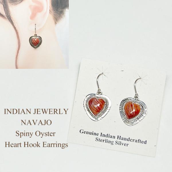 INDIAN JEWERLY NAVAJO Spiny Oyster Shell Heart Hoo...