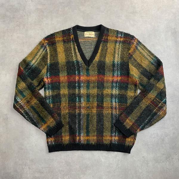 60's ARROW Plaid  V-Neack  Mohair Sweater  60年代　アロ...