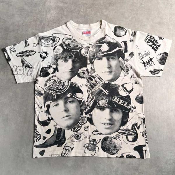 80&apos;s HANES THE BEATLES ALL OVER PRINT T-Shirts 90年...