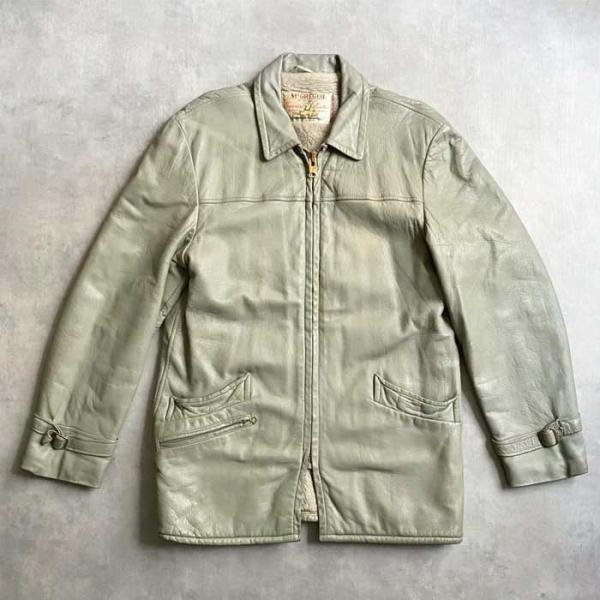 60&apos;S McGREGOR Boa Lining Leather Jacket Size 38 GR...