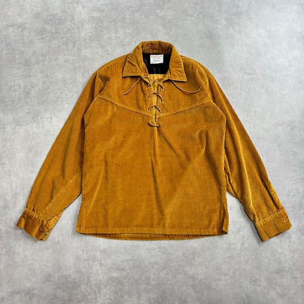 60&apos;s CAMPUS RAWHIDE LACE UP PULLOVER CRODUROY SHIR...